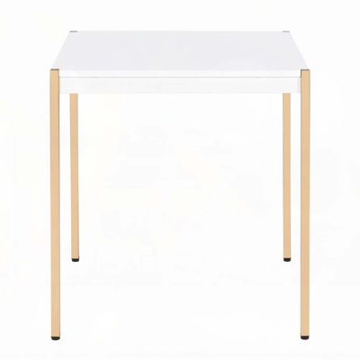 White and Gold Square End Table