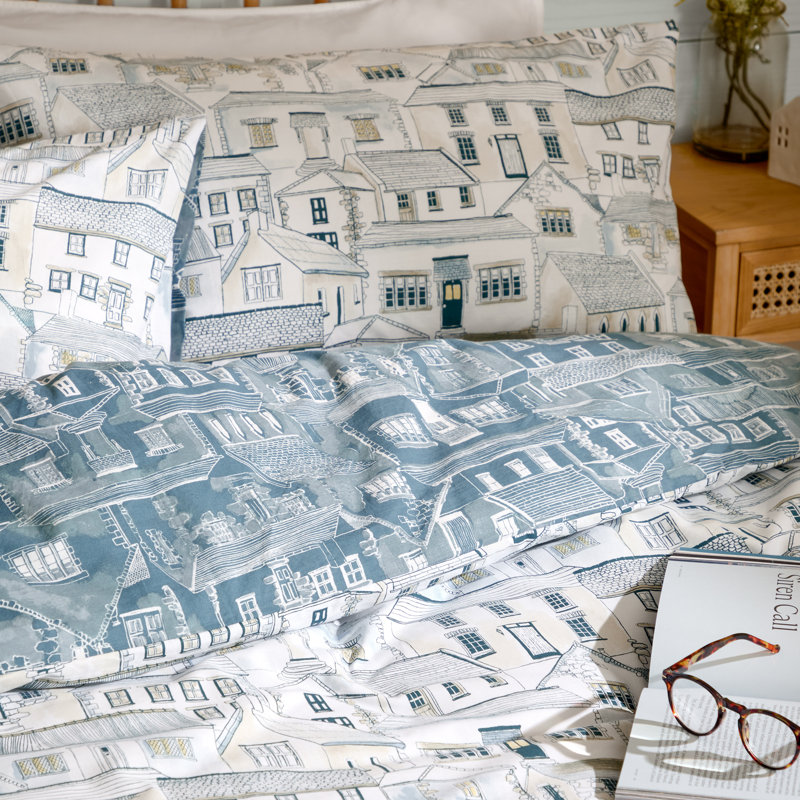 Abersoch Cotton No Pattern Duvet Cover Set with Pillowcases, Single Duvet Cover + 1 Standard Pillowcase