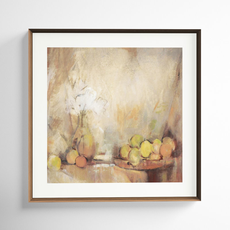Still Life With Fruit In Study by Tim O'Toole, 41" H x 41" W, Light Bronze Framed Paper Paper