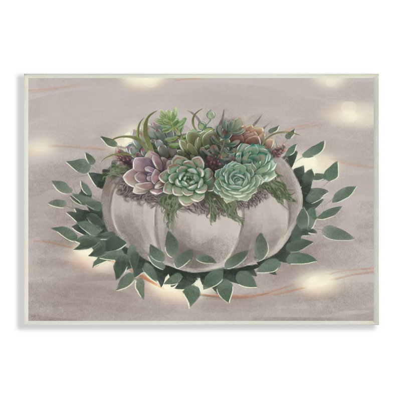 «Succulent Bundle Green Mauve» par Ziwei Li, impression, Plaque en bois, H 10 po x l 15 po