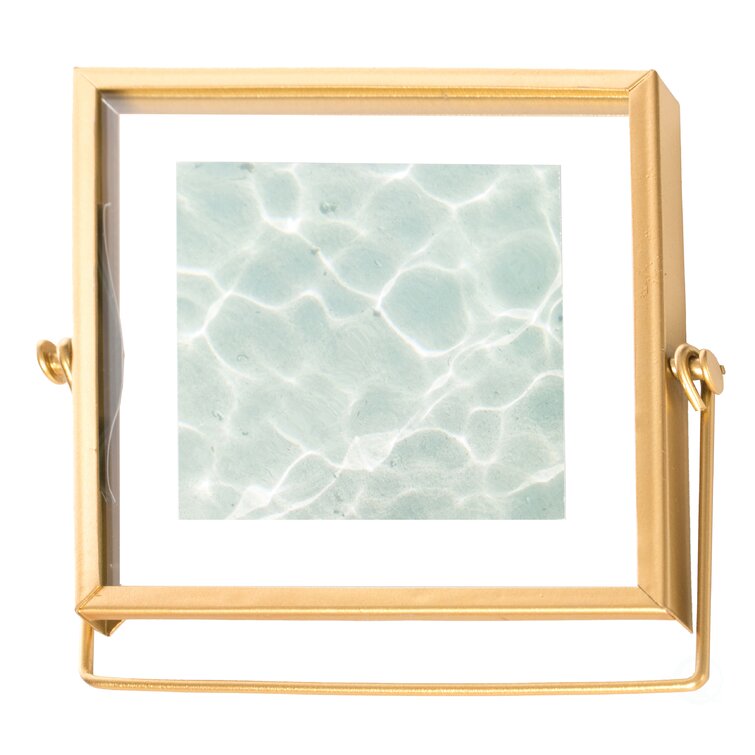 5 in. x 7 in. Gold Modern Metal Floating Tabletop Photo Picture Frame with  Glass Cover and Easel Stand