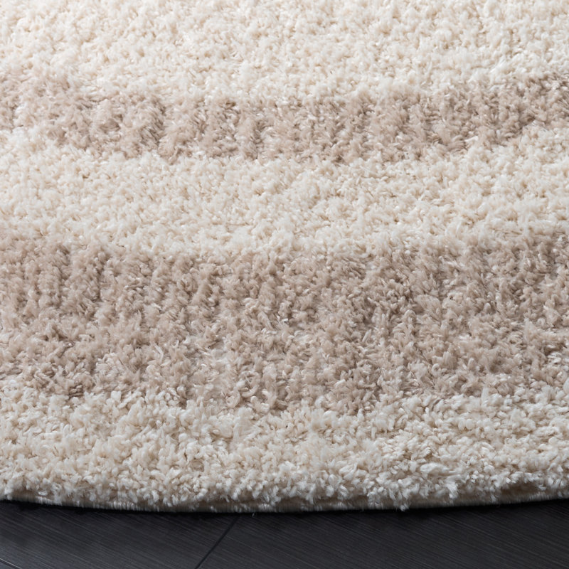 Gemma Shag 608 Performance Geometric Rug, Round 6'7"
