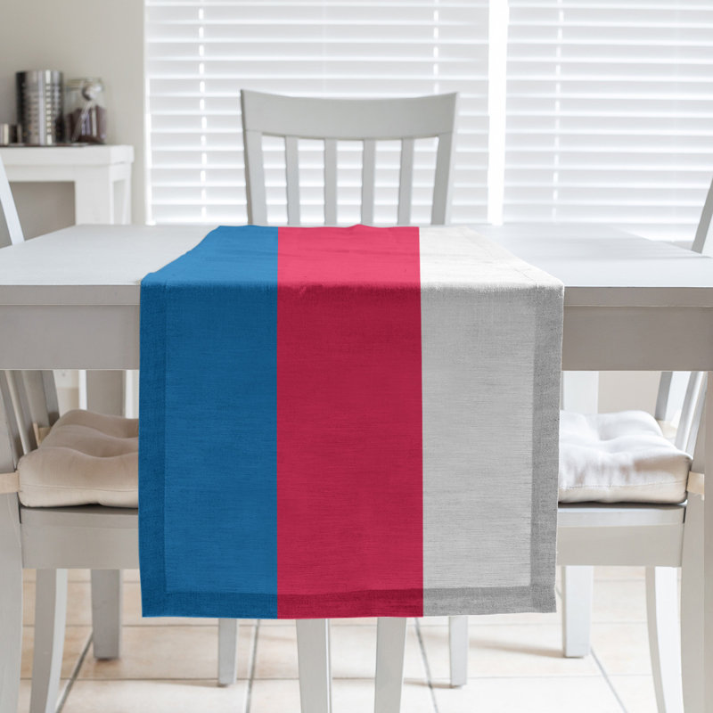 Chemin de table basket Philadelphia, L 72 po x l 16 po, Bleu / Rouge / Blanc, Sergé de coton
