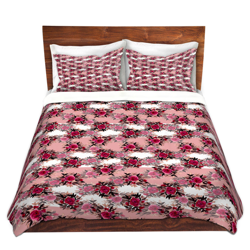 Ensemble de housse de couette en microfibre DiaNoche par Julia Di Sano - Chevron Roses 1