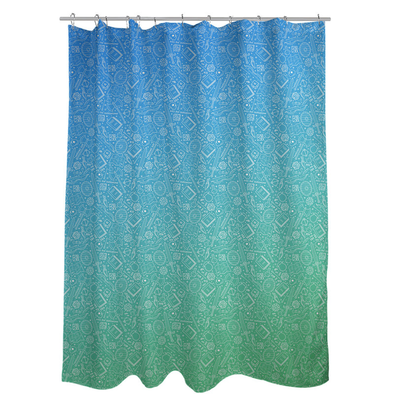 Rideau de douche simple classique RPG, Bleu / Vert