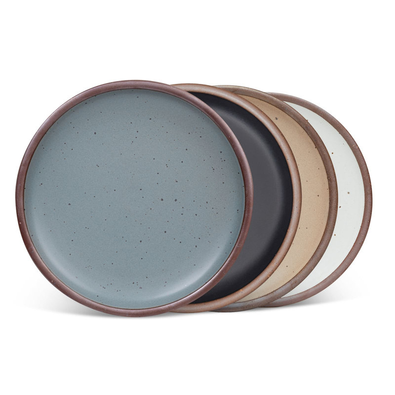 Dinner Plate - Set of 4, Gray/Brown/Black/White