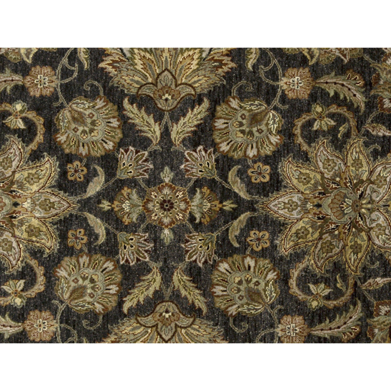 High-Quality Hand-Knotted Black And Green Area Rug