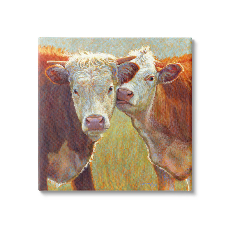 "Kissing Cows Farm Animals", art mural par Rita Kirkman, H 30 po x l 30 po x P 1,5 po