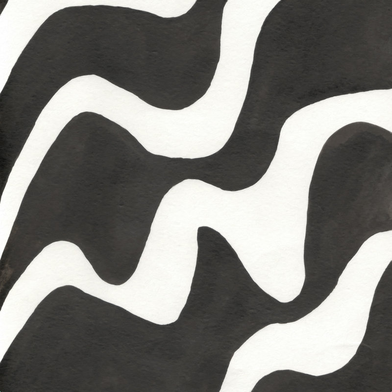 «Black and White Waves» par Elena Blanco - impression sur toile tendue, L 12 po x H 12 po
