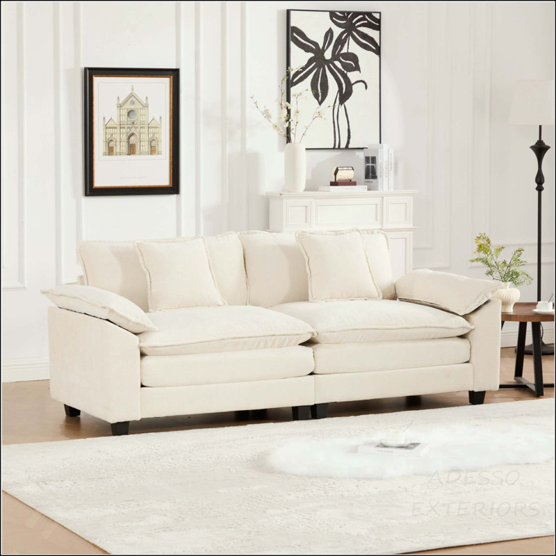 Canapé modulaire Cloud avec coussin double couche, 2 Seat, Chenille beige