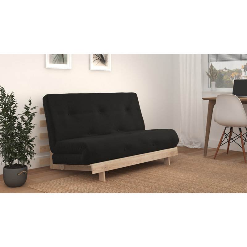 Chenango Full / Double 137cm Upholstered Futon And Mattress, Black