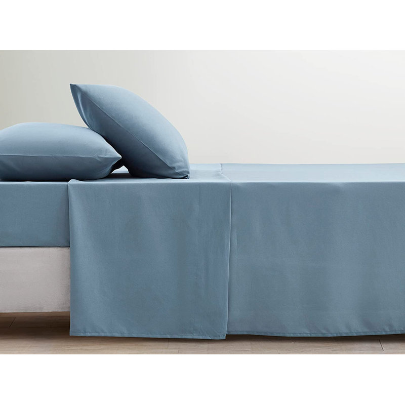 Washed Microfiber Bedding Microfiber Sheet Set, Cal.King Sheet Set + Fitted Sheet + 2 Pillowcases, Dusty Blue