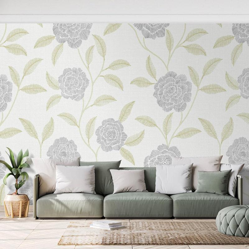 Bordure florale pelez et collez, L 132 po x l 192 po