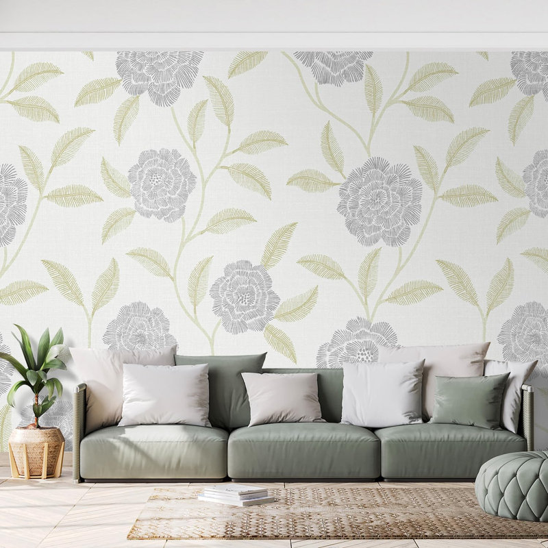 Bordure florale pelez et collez, L 66 po x l 96 po