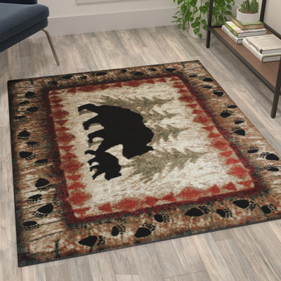 Tapis en oléfine rustique Spuyten Wandering Bear and Cub