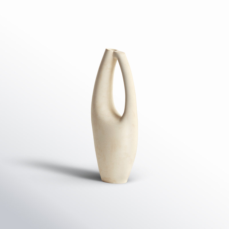 Paper Mache Abstract Curved Decorative Vase with Handle