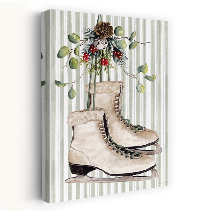 Christmas Charm Ice Skates by Cindy Jacobs - Wrapped Canvas Print, 45.72cm H x 30.48cm W