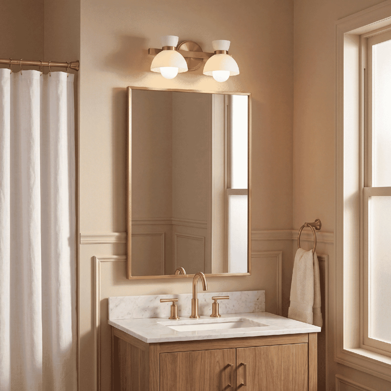 Karalana 2 Light Frosted Dimmable Vanity Light, Matte Black