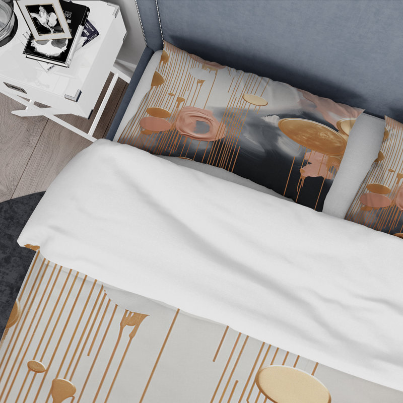 Ensemble de housse de couette or et blanc Abstract Shapes Harmony IV - Abstract Shapes