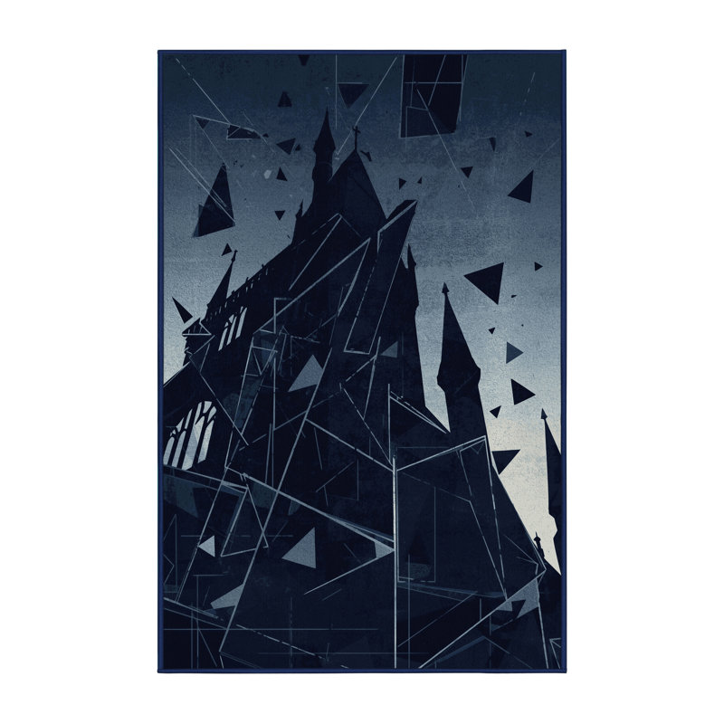 Tapis bleu marine délavé à la machine Bridgewater Vampire Castle, 2x4