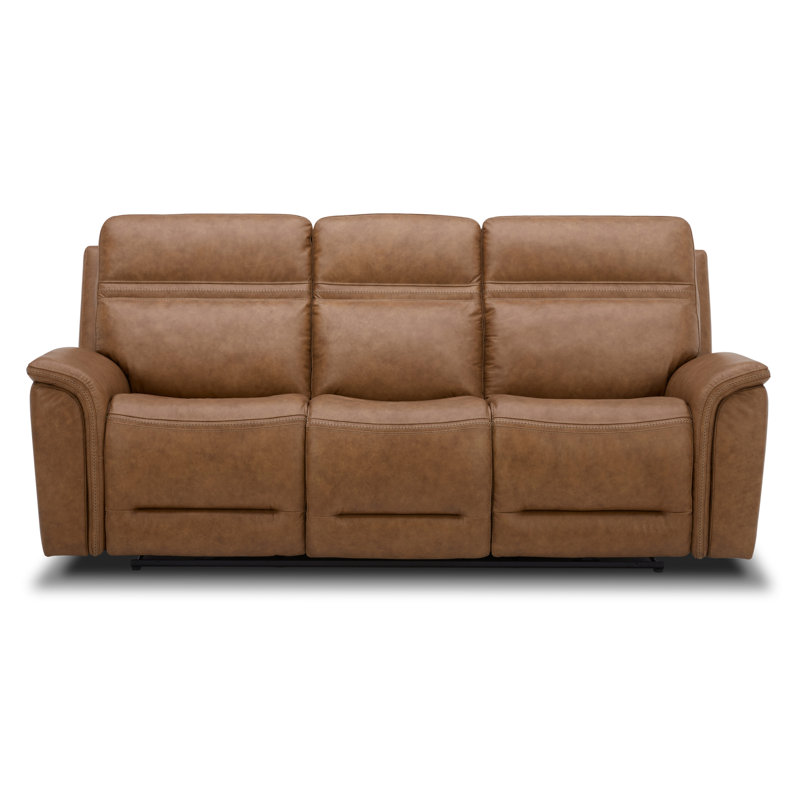Brown Leather Power Reclining Sofa with Pillow-top Arms