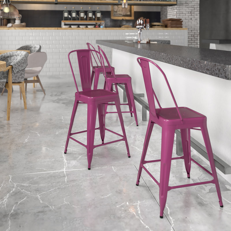 Tabouret de bar Iddings, Mauve lustré, 1, Tabouret de comptoir (siège d'une hauteur de 24 p