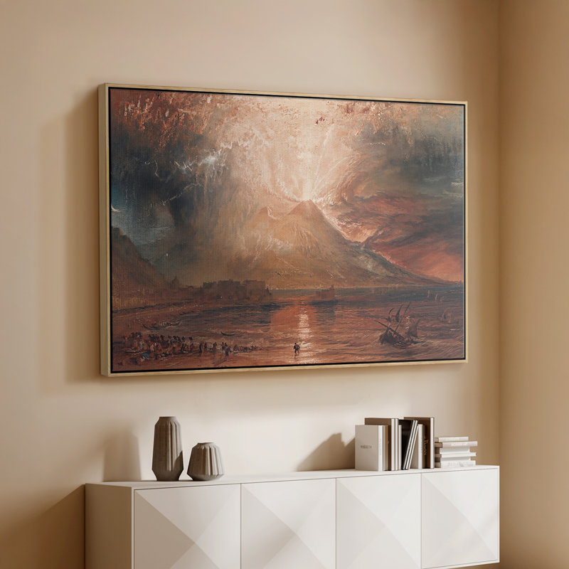 Vésuve en éruption, v. 1817-J.M.W. Toile tendue avec châssis Turner, 26 x 40, Naturel
