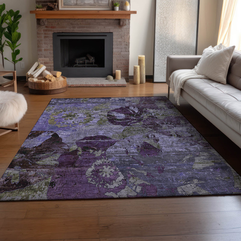 Tapis mauve Premium lavable à la machine Cerrito AMF555, Rectangle 5 pi x 7 pi 6 po