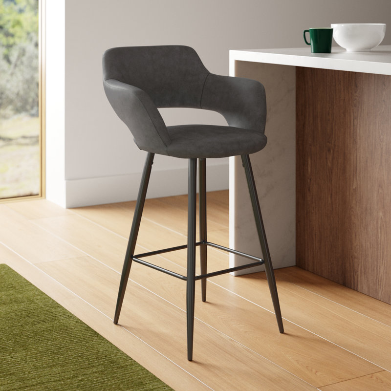 Lake Upholstered Counter Stool with Metal Frame, Gray, Counter Stool (25" Seat Height)