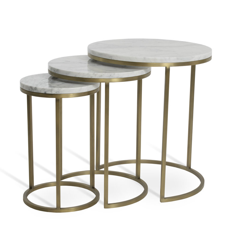 Alexy Marble Nesting End Table, White