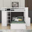 Lit mezzanine simple avec lit autonome, tablettes, bureau et garde-robe-407125828