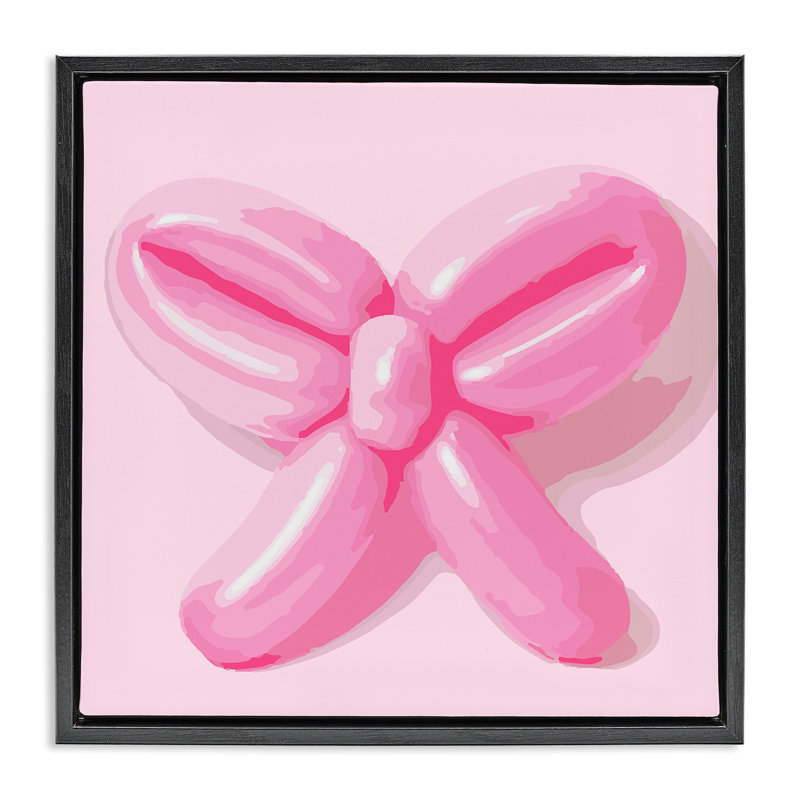 «Pink Balloon Bow», encadrée par Daphne Polselli, Cadre flottant noir de jais, H 18 po x l 18 po