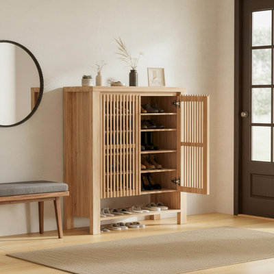 Armoire à chaussures 24 paires, armoire à chaussures d'entrée avec tablettes réglables