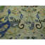 Tapis oriental pur 10 pi 1 po x 14 pi 1 po vert sauge, cassé et effacé avec motif d'oiseaux