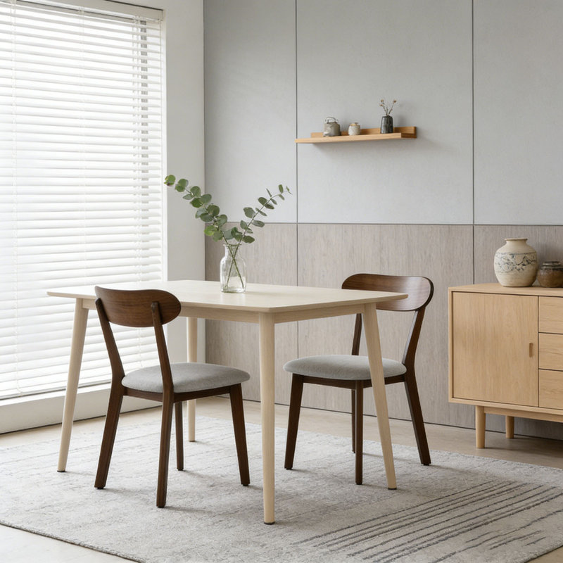 Ensemble de chaises de salle à manger en bois massif naturel, Noyer + coussin, 2