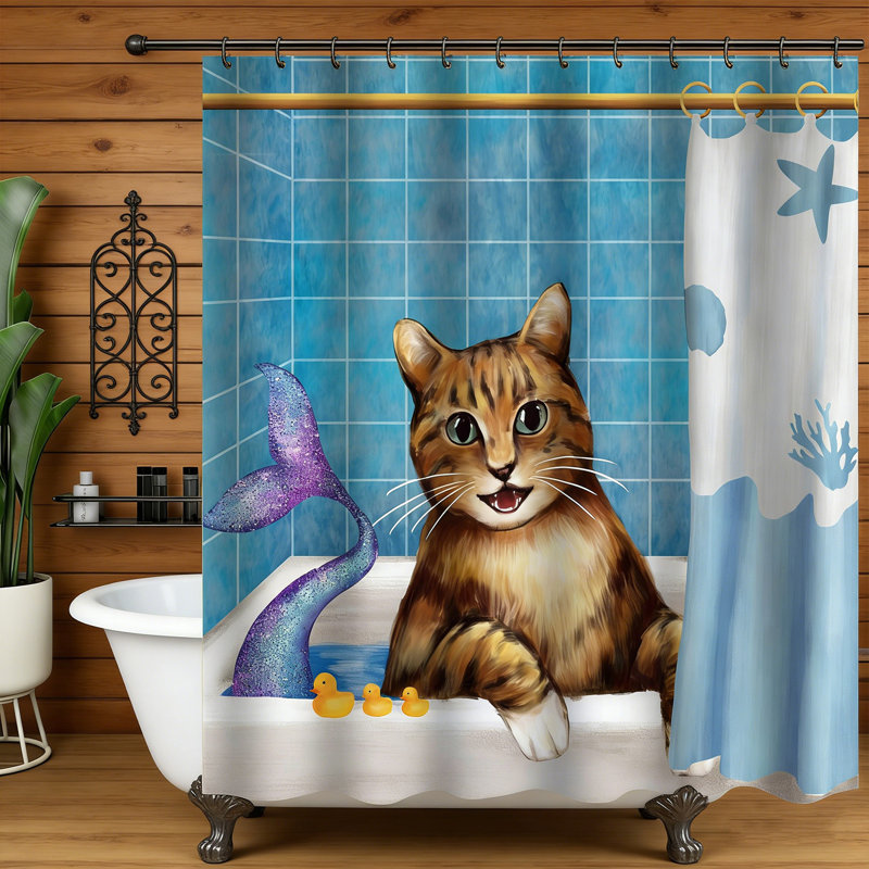 Rideau de douche 3D 3D avec crochet 12 pièces