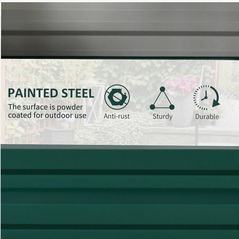 Outsunny Raised Garden Bed, 4' x 2' x 1' Galvanized Planter Box Raised Bed for Vegetables, Flowers, Plants and Herbs, Green