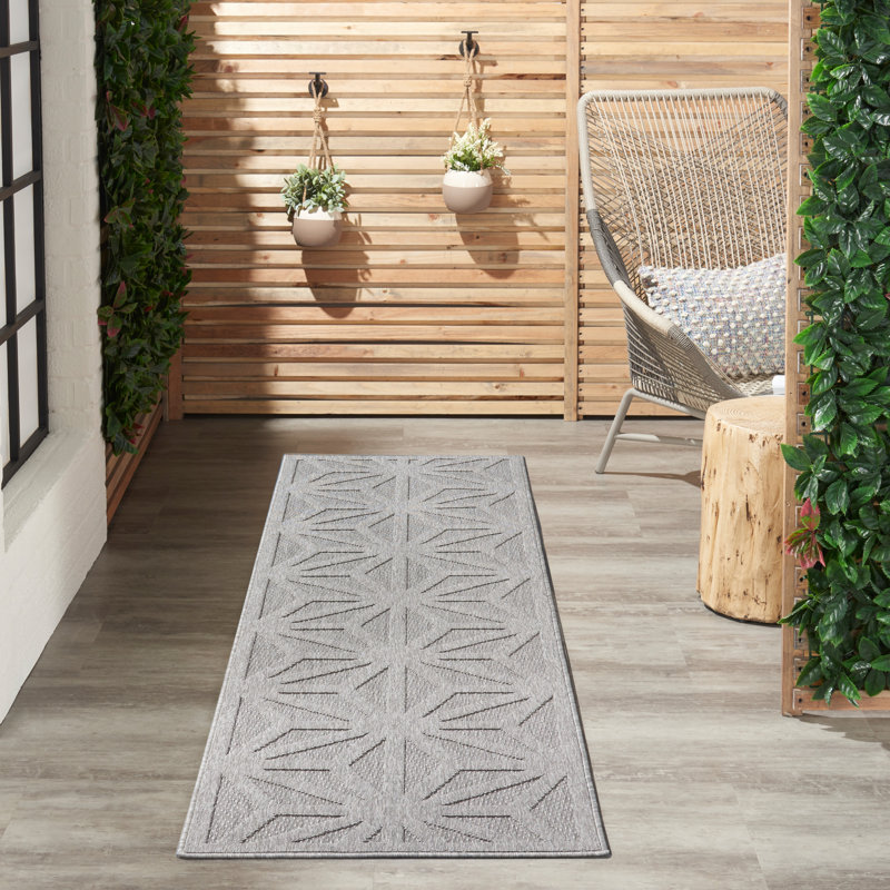 Tapis d'intérieur / extérieur à motif géométrique gris Pâques, Tapis de couloir 2 pi 2 po x 7 pi 6 po