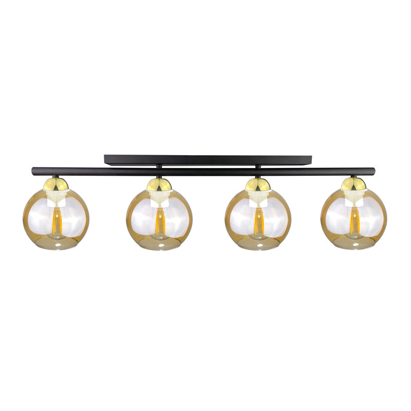 Bilha Glass Flush Mount, Black/Gold