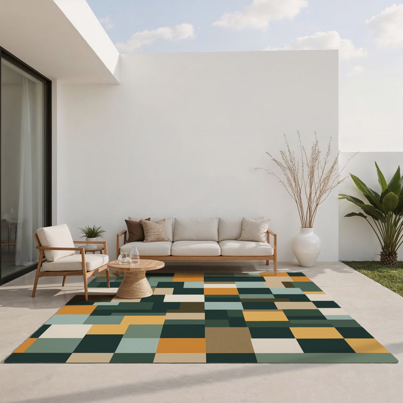 Tapis intérieur et extérieur à motifs, Rectangle 1 pi 6 po x 2 pi 6 po