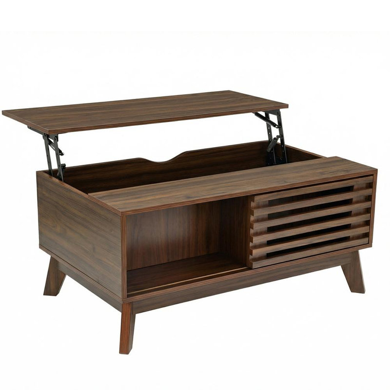 Table basse à plateau relevable Mid-Century avec rangement
