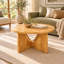 Table basse ronde 32,3 po, table basse Mid-Century, finition chêne, pieds en bois massif uniques