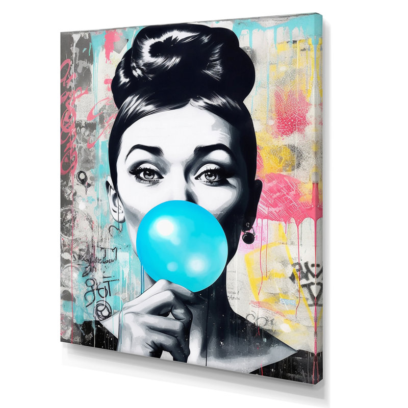 Blue Bubble Gum - Print on Canvas, 44" H x 34" W, No Frame, Wrapped Canvas
