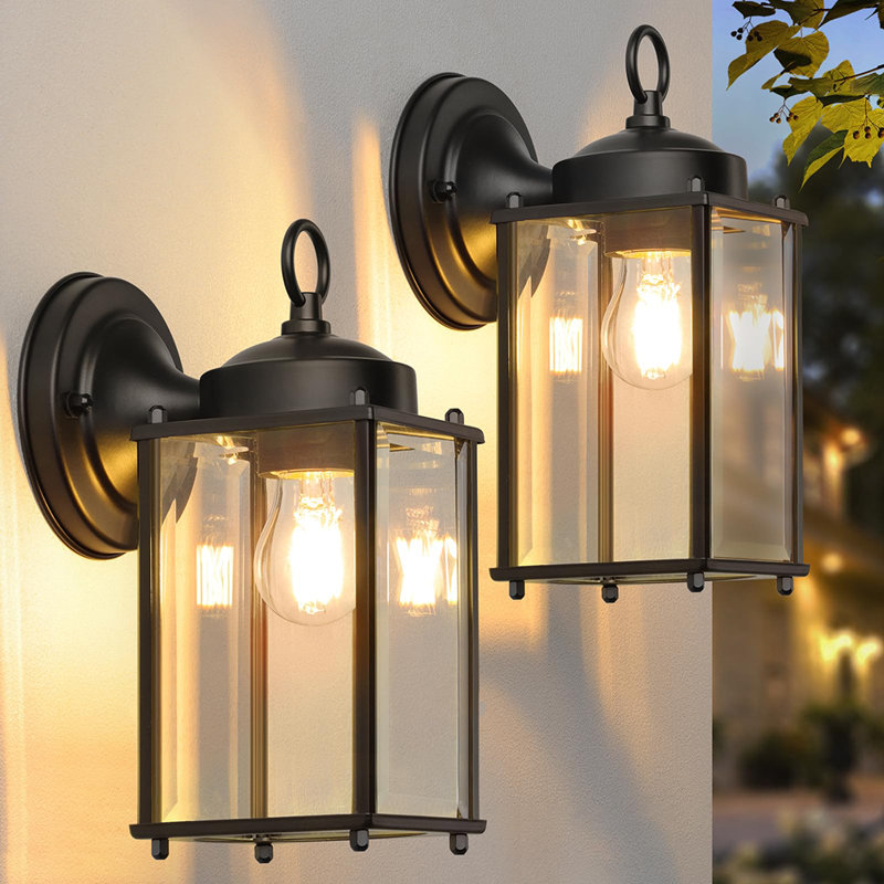 Exterior Waterproof Outdoor Wall Lantern 2 Pack (Bulbs not Included), Black