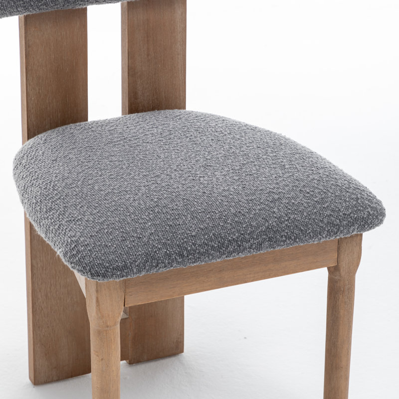 Abentego Solid Wood Fabric Dining Chair, Gray