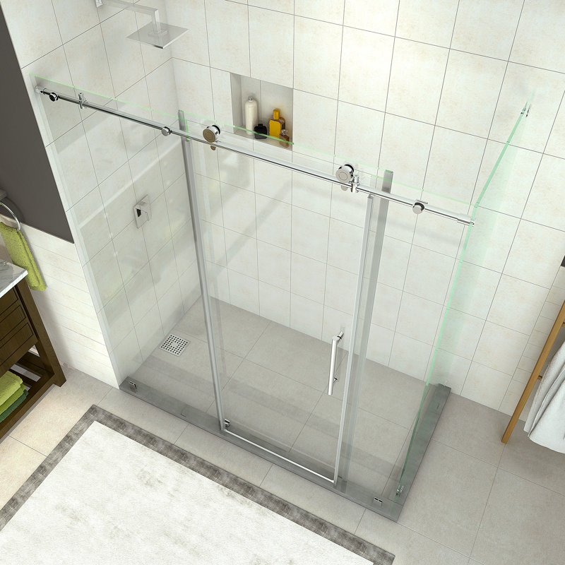 Coraline Frameless Clear Glass Sliding Shower Enclosure with Chrome Hardware