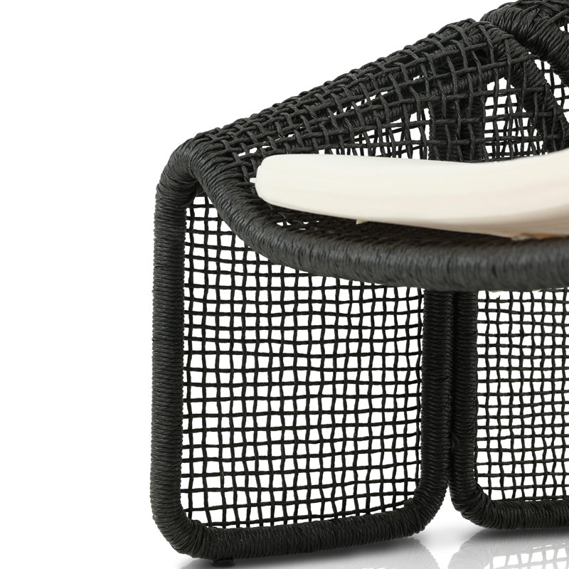 Aliza Wicker Outdoor Lounge Chair, Ivory/Faux Black Hyacinth