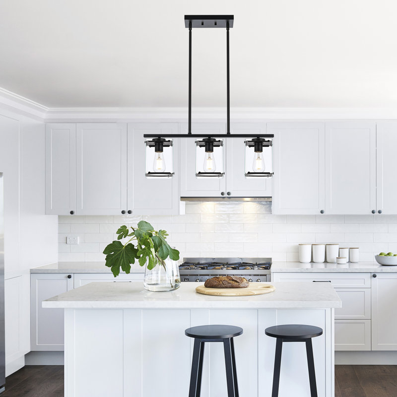Wanston 3 - Light Kitchen Island Pendant, Black