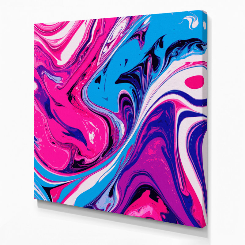 Abstrait art fluide sur toile rose 29, H 12 po x l 12 po