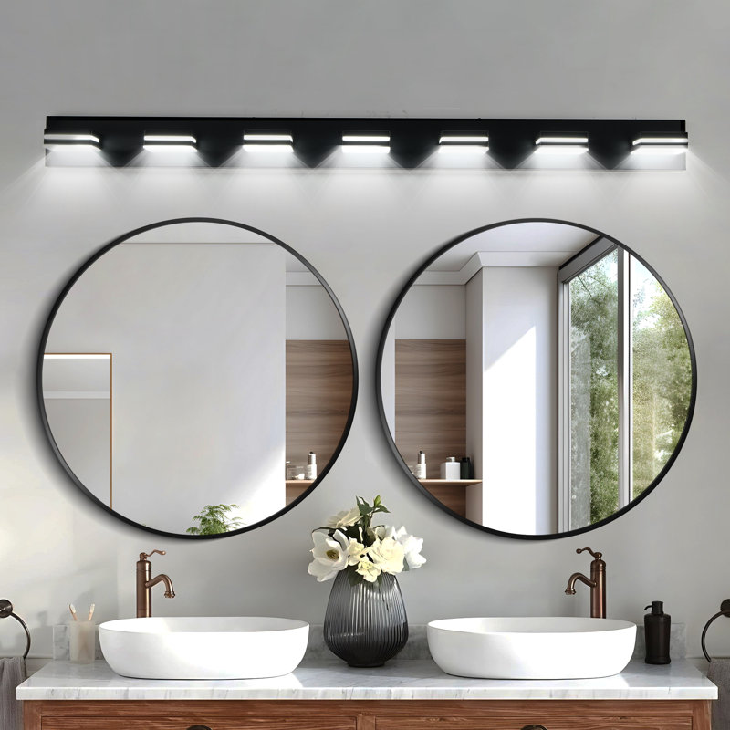Éclairage de salle de bain noir à 7 lumières DEL à intensité variable avec têtes de lampe rotatives à 360 ° pour salle de bain, meuble-lavabo, miroir et salon